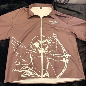 Emotional Angel Brown Casual Button Down Shirt
